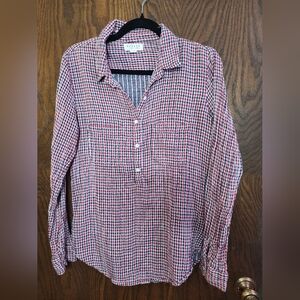 Velvet Women's Top Blouse Long Sleeve Gingham Plaid Red Size Med